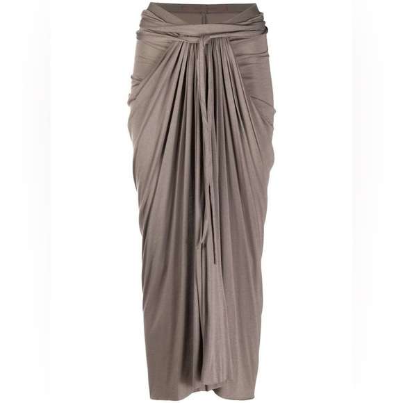 Rick Owens Lilies draped front midi skirt brown size 10 - Picture 1 of 11